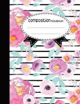 Composition Notebook, 8.5 x 11, 110 pages: Colorful Flowers Style