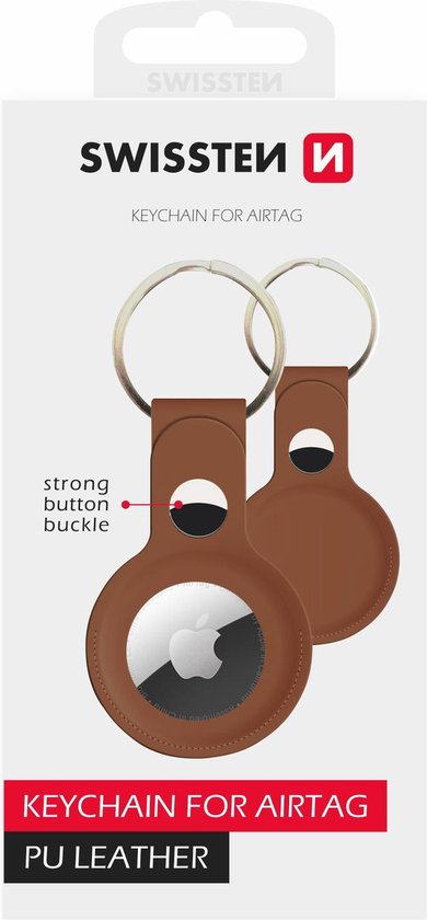 Porte-clés Apple Airtag - Étui en Cuir - Marron