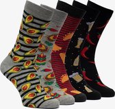 5 paar heren sokken met prints - Zwart - Maat 43/46