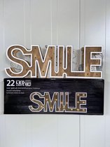 Houten letterlamp - Smile (LED) - Hout - 35.5 x 12 cm