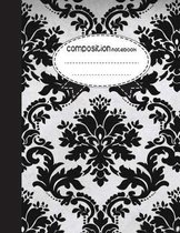 Composition Notebook, 8.5 x 11, 110 pages: Black White Flower 2