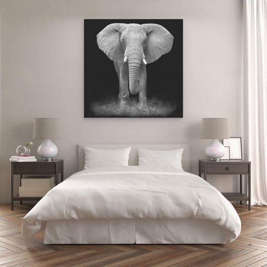 Artaza - Peinture sur toile - Éléphant - Zwart Wit - 90 x 90 - Groot - Photo sur toile - Impression sur toile