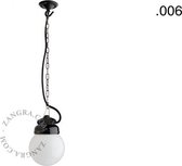 Zangra hanglamp van porselein en glas, melkglas lampenkap