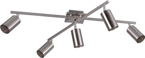 LED Plafondspot - Torna Mary - GU10 Fitting - 5-lichts - Rechthoek - Mat Nikkel - Aluminium