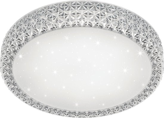 LED Plafondlamp - Torna Pegyon - 27W - Warm Wit 3000K - Afstandsbediening - Dimbaar - Sterlicht - Rond - Mat Wit - Acryl