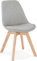 Alterego Scandinavische stoel 'WILLY' in grijze stof met poten in naturelkleurig hout