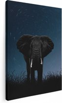 Artaza Canvas Schilderij Olifant Omringd Met Sterren  - 30x40 - Klein - Foto Op Canvas - Canvas Print