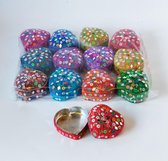 12 glitter doosjes assorti - hartjes - 7cm - Uitdeelcadeaus