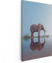 Artaza Canvas Schilderij Olifant Bij Het Water - 40x60 - Poster Foto op Canvas - Canvas Print