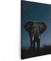 Artaza Canvas Schilderij Olifant Omringd Met Sterren - 40x60 - Poster Foto op Canvas - Canvas Print