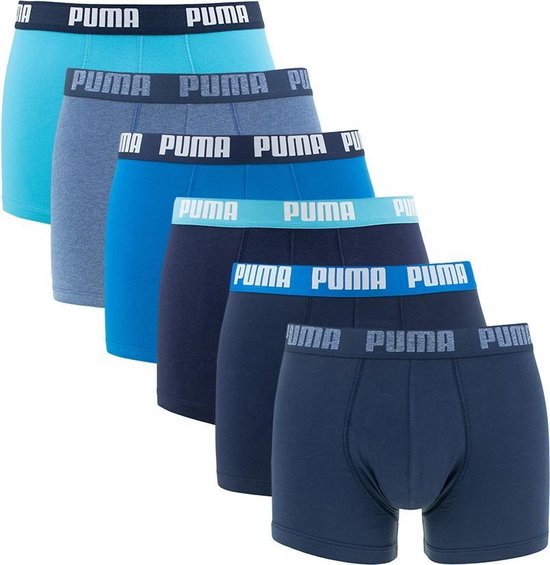 PUMA Basic Boxer Heren 6-pack - Multicolor Blue - Maat S | bol.com