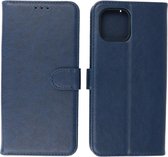 Motorola Moto Edge 20 Lite Hoesje - Book Case Telefoonhoesje - Kaarthouder Portemonnee Hoesje - Wallet Case - Navy