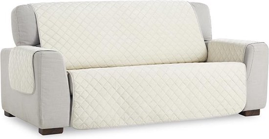 Velvet Quilt - Bankbeschermer - 180cm breed - Ivoor - Soft Touch - Anti-slip onderkant