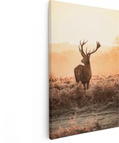 Artaza - Peinture sur toile - Cerf dans le pâturage pendant le lever du soleil - 60 x 90 - Photo sur toile - Impression sur toile