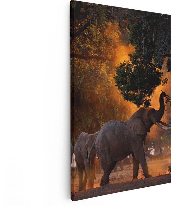 Artaza - Peinture sur toile - Deux éléphants dans la forêt - 60 x 90 - Photo sur toile - Impression sur toile