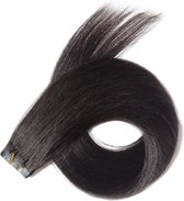Tape in extensions| extensions human hair | 20 inch / 50 cm| straight 50 gram | Kleur 1B off black