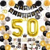 50 jaar Feestpakket -Verjaardagversiering Man/Vrouw - Zwart & Goud thema - Ballonnen -  Decoratie - Doe-het-zelf