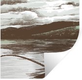 Muurstickers - Sticker Folie - Boot - Zee - Vishengel - 50x50 cm - Plakfolie - Muurstickers Kinderkamer - Zelfklevend Behang - Zelfklevend behangpapier - Stickerfolie