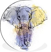 Cercle mural - Aluminium - Éléphant - Encre - Croquis - ⌀ 30 cm