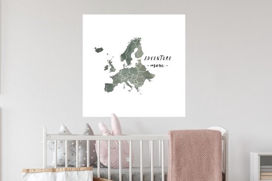 Stickers muraux - Carte - Peinture - Europe - Citations - 80x80 cm - Film Adhésif