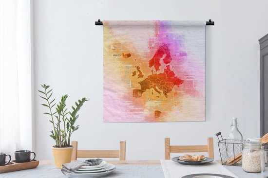 Tapisserie - Toile Murale - Carte - Europe - Peinture - Couleurs - 90x90 cm - Tapisserie