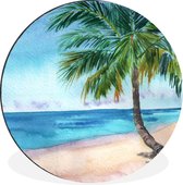 Cercle mural - Cercle mural - Mer - Palmier - Plage - Aluminium - Dibond - ⌀ 30 cm - Intérieur et Extérieur