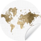 WallCircle - Stickers muraux - Cercle Papier Peint - Carte Du Wereldkaart - Paillettes - Or - 140x140 cm - Cercle Mural - Auto Adhésif - Sticker Papier Peint Rond
