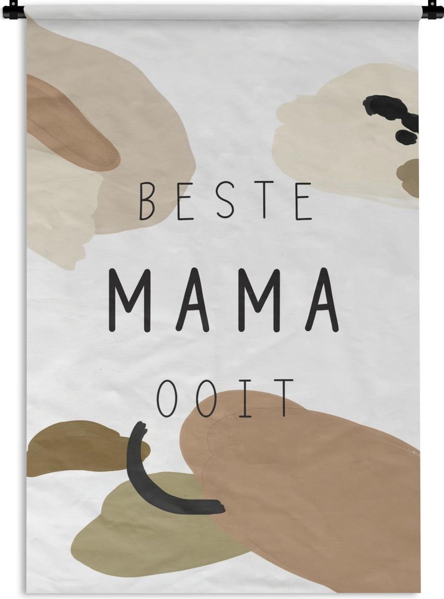 Wandkleed - Wanddoek - Beste mama ooit - Spreuken - Mama - Quotes - 120x180 cm - Wandtapijt