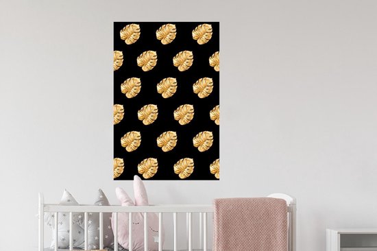 Stickers muraux - Or - Monstera - Motif - 60x90 cm - Feuille adhésive