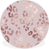 Cercle Mural - Plastique - Imprimé Panthère - Or Rose - Glitter - ⌀ 90 cm