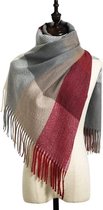 Sjaal - Scarf - 180 x 70cm - Rood&Grijs