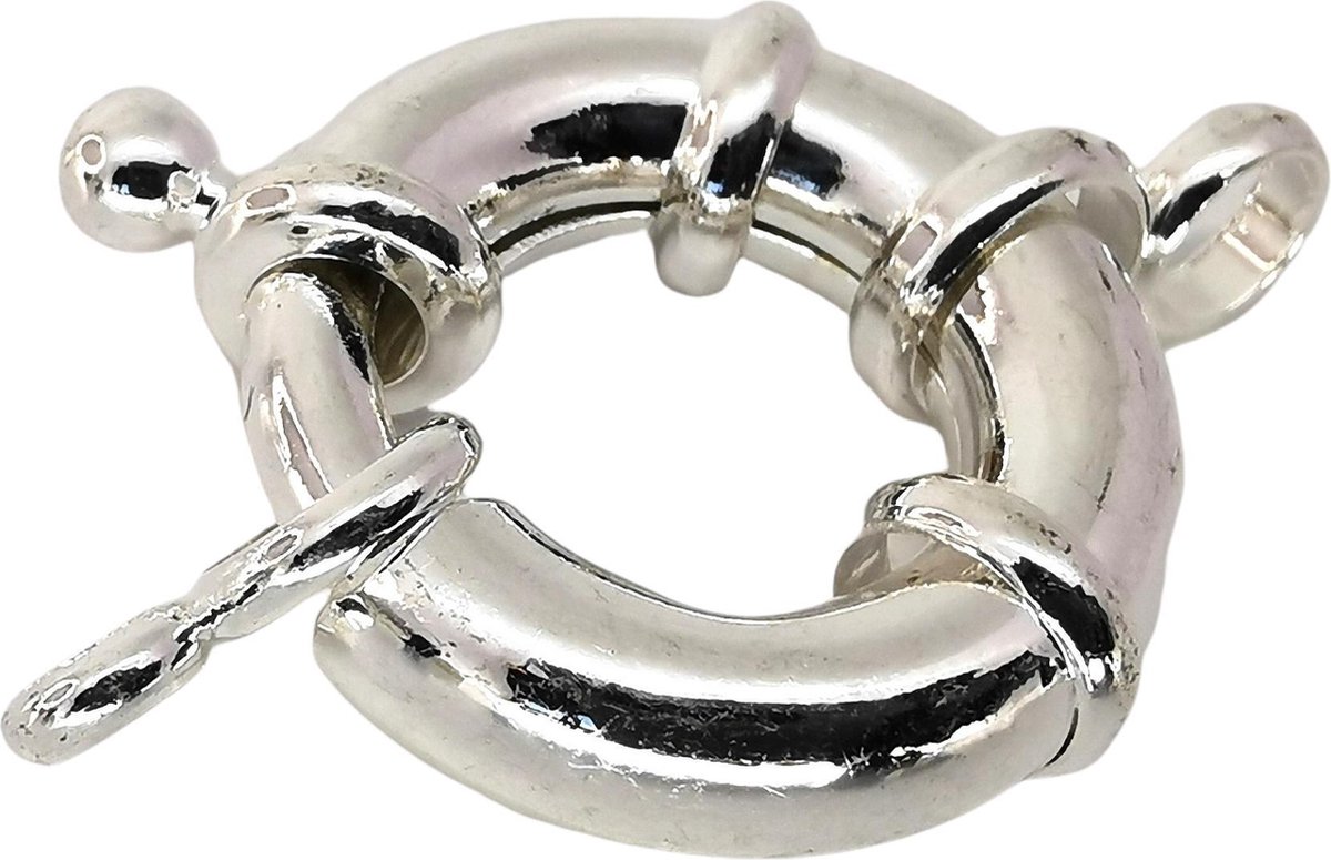 3 setjes Verzilverd luxe veerring / boeislot ca. Ø19 mm, luxe sluiting voor ketting of armband en andere doeleinde.