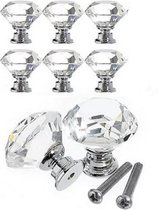 Diamant Ladeknop - Deurknop - Kastdeurknop 6 stuks - Glas Glazen Kristal Deur Knop Deurknoppen Deurknopjes Knopjes