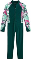 Coolibar - UV-werend Zwempak voor kinderen - Sunray 360 Cover - Summer Palms - maat XL (152-158cm)