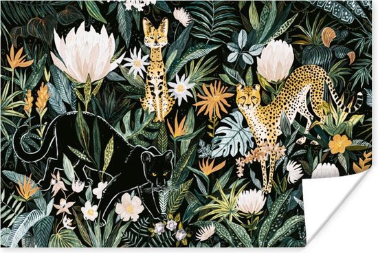 Poster Jungle - Dieren - Planten - 60x40 cm