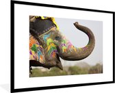Fotolijst incl. Poster - Olifant - Kunst - India - 90x60 cm - Posterlijst