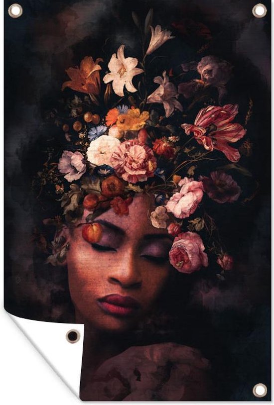 Tuinposter - Tuindoek - Tuinposters buiten - Flora - Vrouwen - Kleuren - 80x120 cm - Tuin