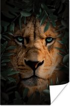 Poster Jungle - Leeuw - Planten - 20x30 cm