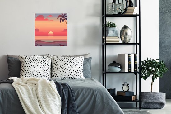 Affiche Soleil - Mer - Plage - Palmier - 50x50 cm