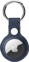 Nixnix - Premium Leren Hanger - Apple Airtag - Blauw - Sleutelhanger - Cover - Airtag Beschermhoesje