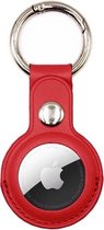 Nixnix - Premium Leren Hanger - Apple Airtag - Rood - Sleutelhanger - Cover - Airtag Beschermhoesje