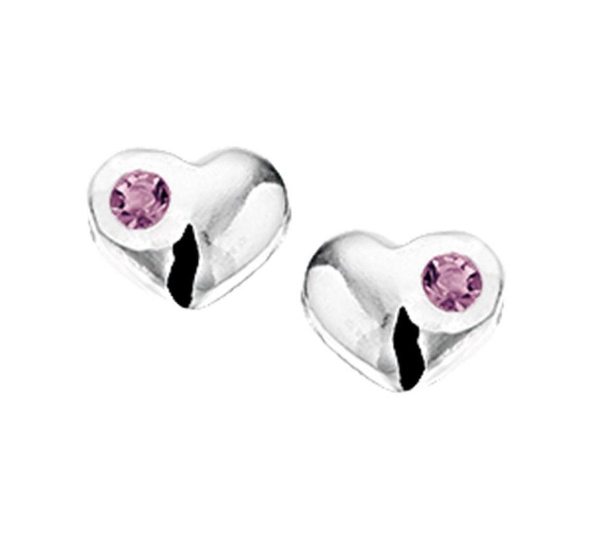 YO&NO - Oorbellen - Zilver - Oorknoppen - Hart - Strass amethyst - 7,5/6,5mm - Kinderen - Zilver 925