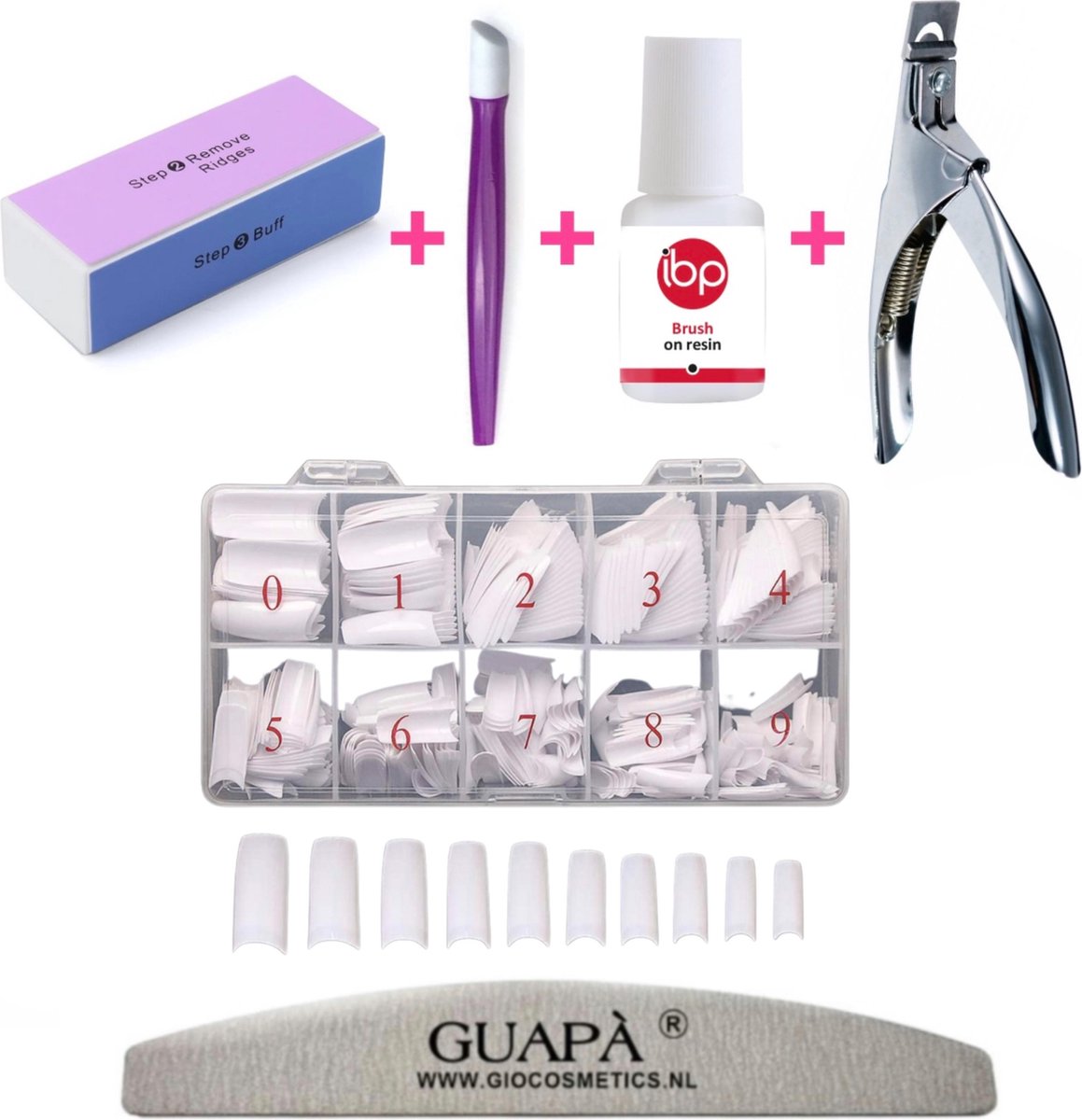 Goedkoopste GUAPÀ® Nepnagels met nageltips en nagellijm | Plaknagels | Kunstnagels | Nagelverlenging | Polygel | French Manicure Wit 100 stuks