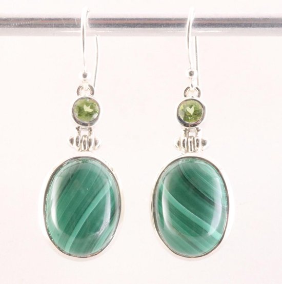 Boucles d'oreilles en argent avec malachite et péridot | bol.com