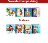 Diamond Painting Kerstkaarten - Set van 8 stuks - Inclusief enveloppen en tools - 15 x 15 cm - Complete set - Hobbypakket - Kerstmis - Christmas - Ronde steentjes - Zelf kerstkaarten maken