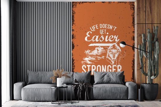 Behang - Fotobehang Vintage - Tijger - Oranje - Breedte 170 cm x hoogte 260 cm