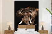 Behang - Fotobehang Olifant - Zwart - Dieren - Breedte 225 cm x hoogte 350 cm