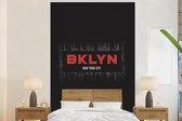 Behang - Fotobehang New York - Zwart - Brooklyn - Breedte 170 cm x hoogte 260 cm