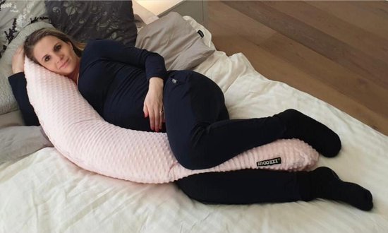 Snoozzz Voedingskussen Zwangerschapskussen Zijslaapkussen - met afneembare zachte hoes - 185cm - Baby roze - Snoozzz