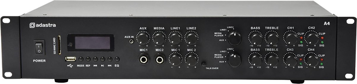 Adastra A4 stereoversterker 2 x 2 x 200W 2 zones met USB SD en bluetooth